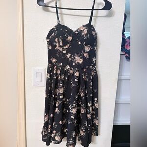 SHEIN Floral Print Dress - Black and Pink